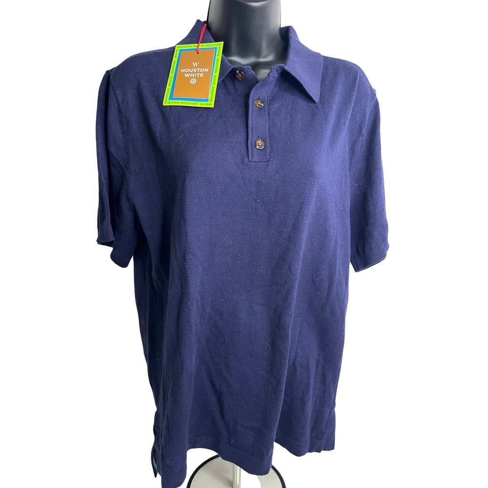 Houston White Target Mens‎ Polo Shirt Knit Short Sleeve Navy Blue